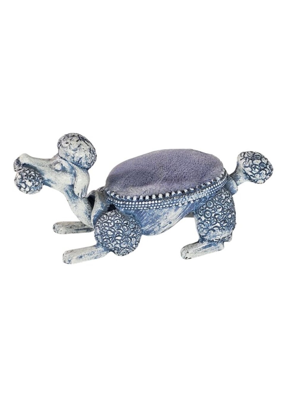 Vintage Florenza Blue Poodle Figurine Sewing Pin Cushion Bobblehead Nodder
